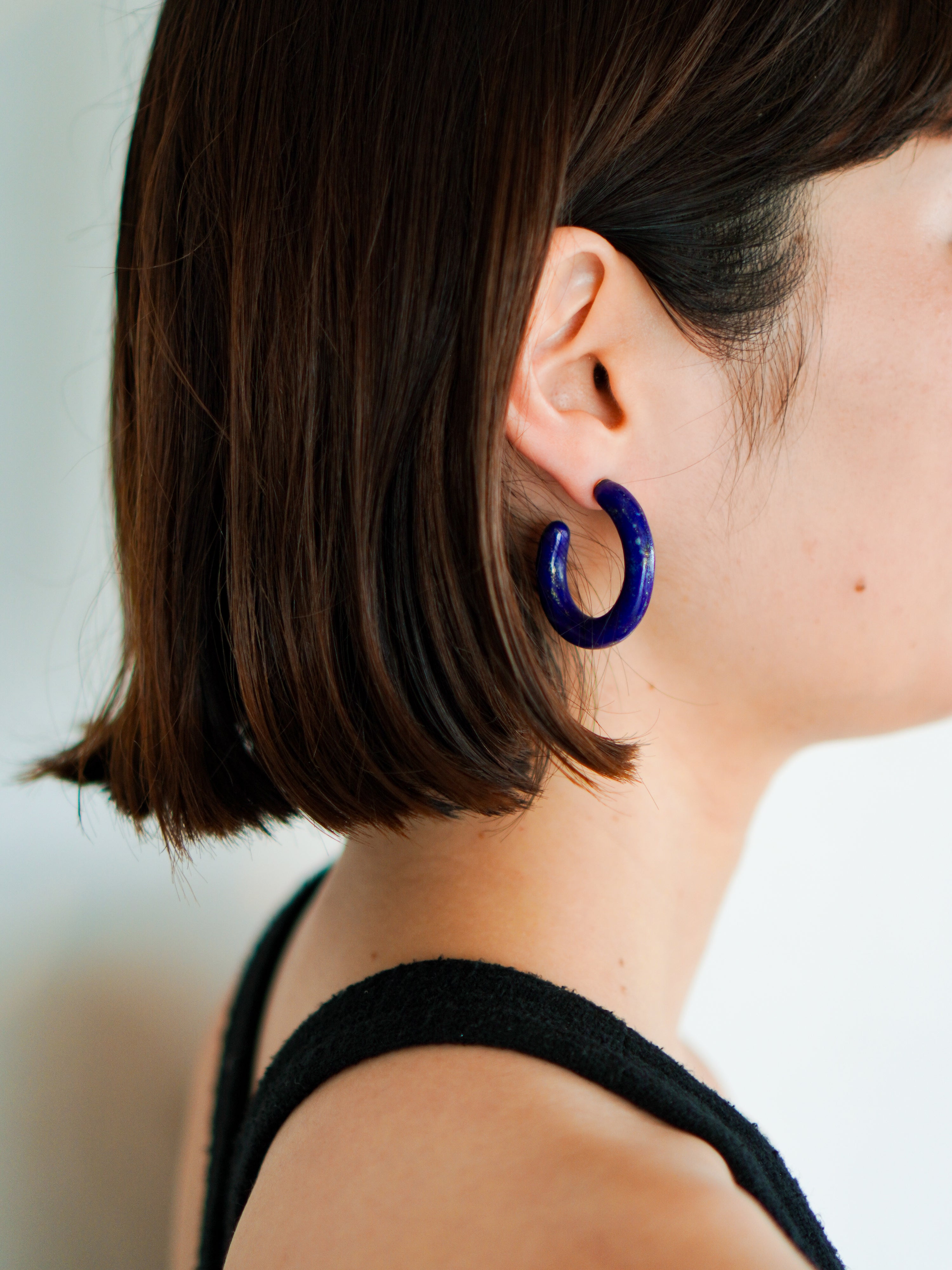 "HALO" Earrings Lapis Lazuli Oval Stone