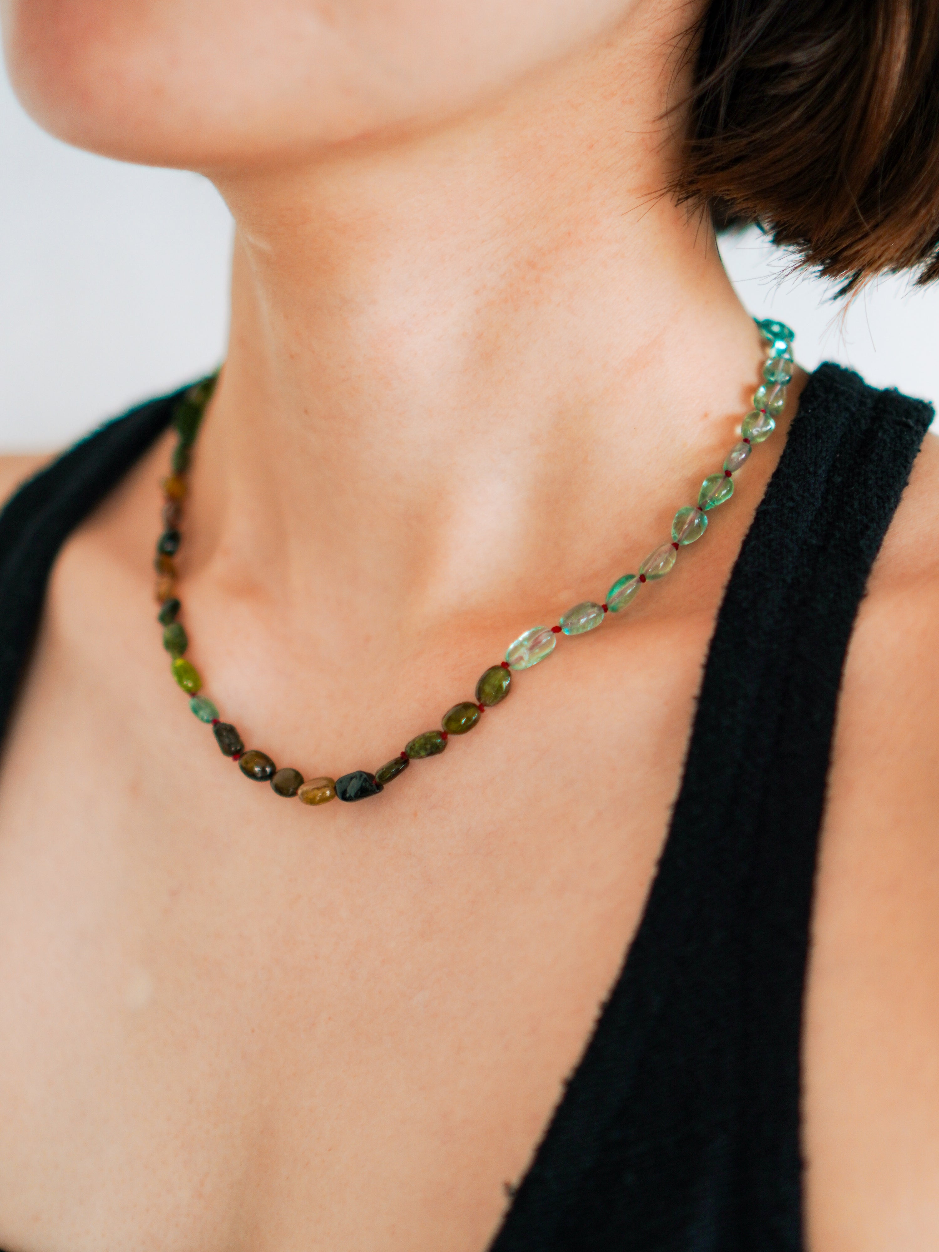 "TEN TO TEN " Necklace C/# Tourmarine & Apatite