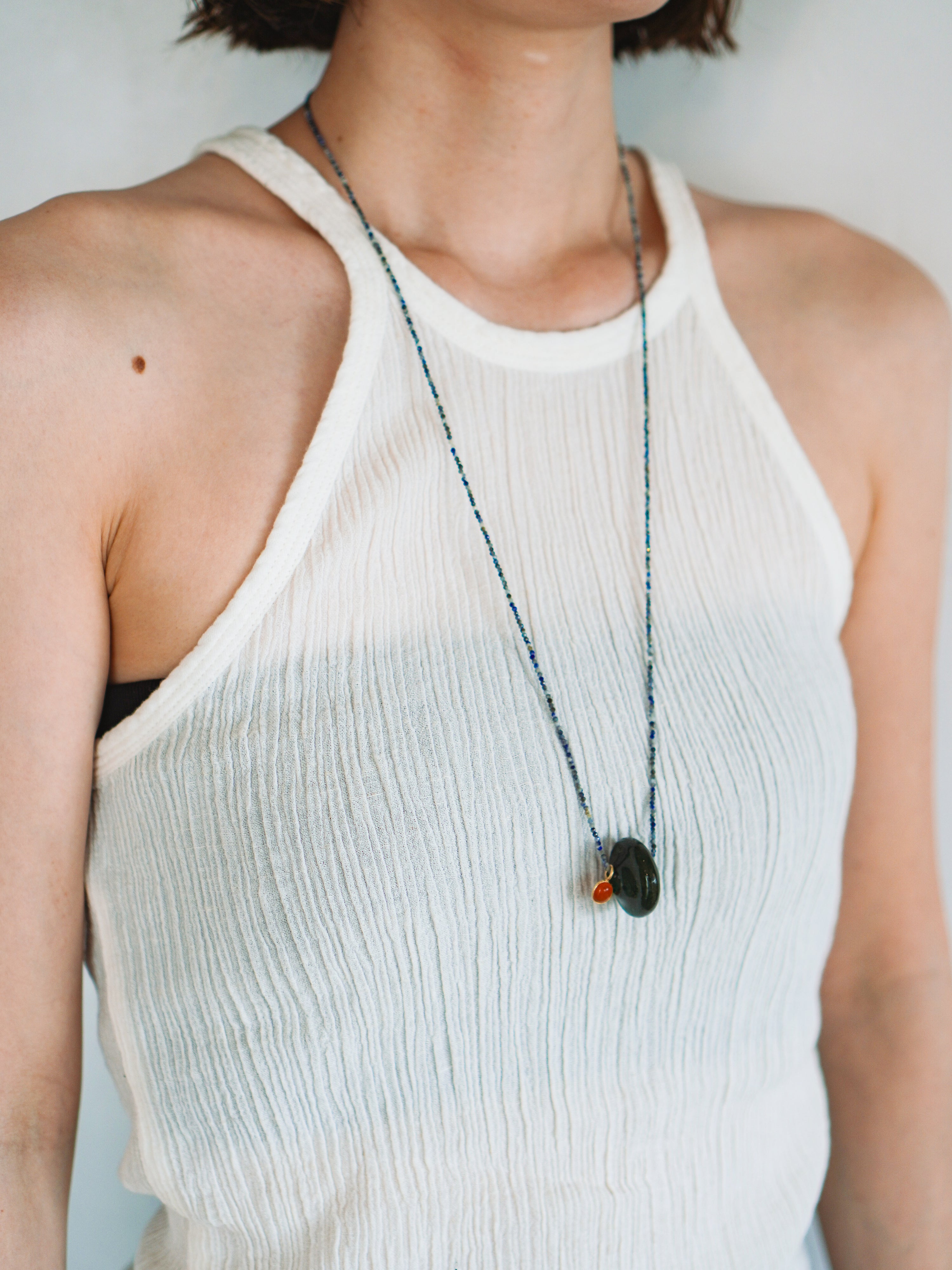 "Spindle Wheel Necklace" Green Aventurine