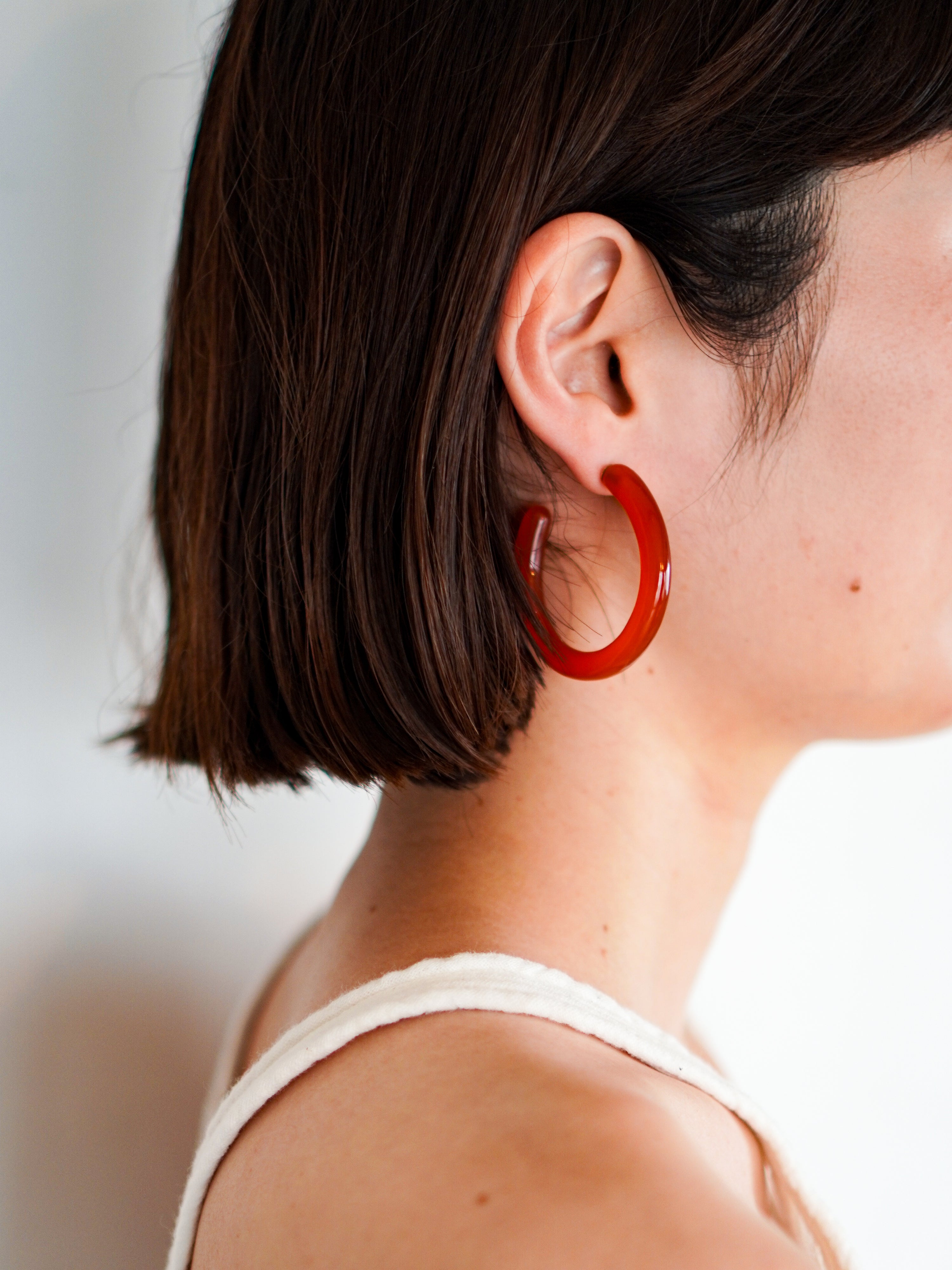 "HALO" Earrings  Carnelian Round Shape
