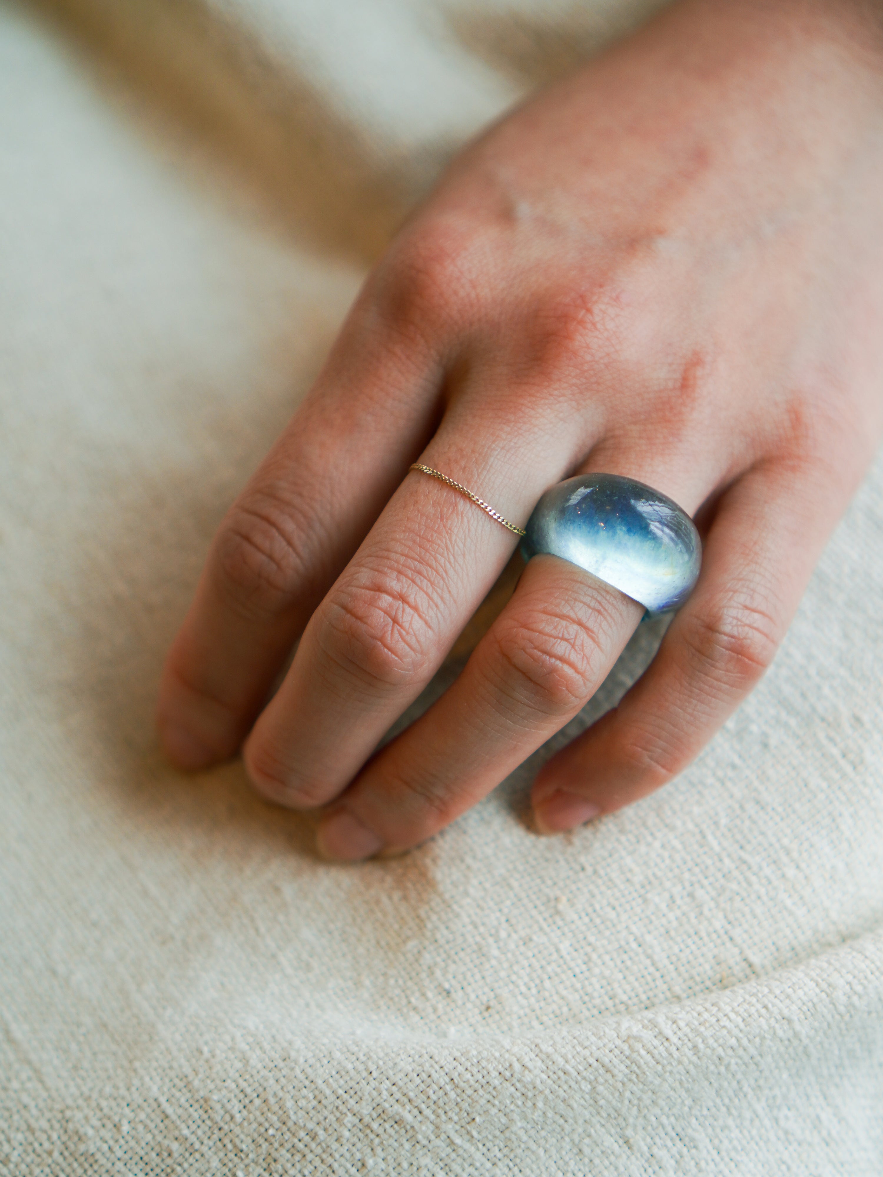 " NUE " Ring c/# Aquamarine
