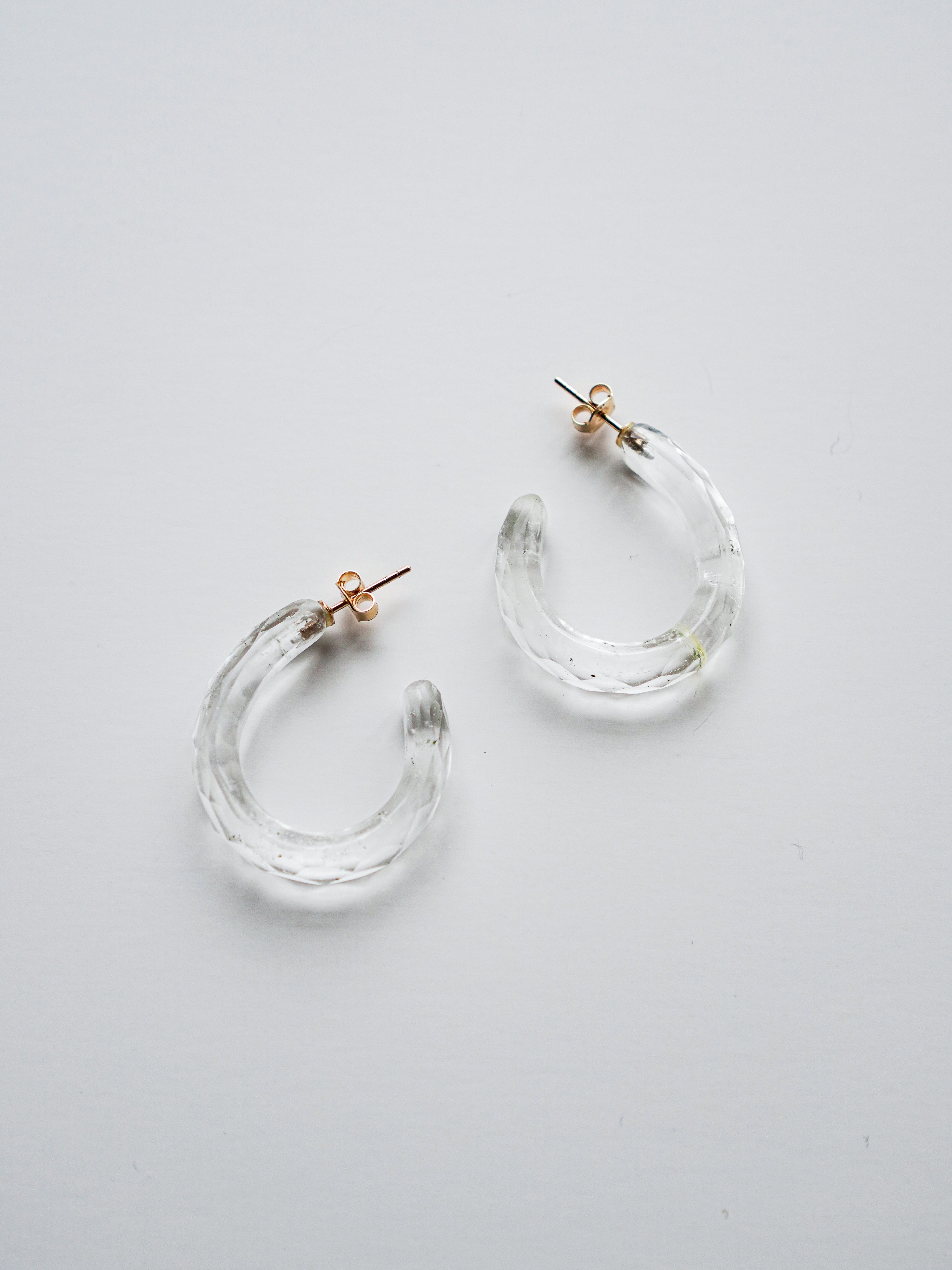 "HALO" Earrings Quartz Faceted Oval Shape