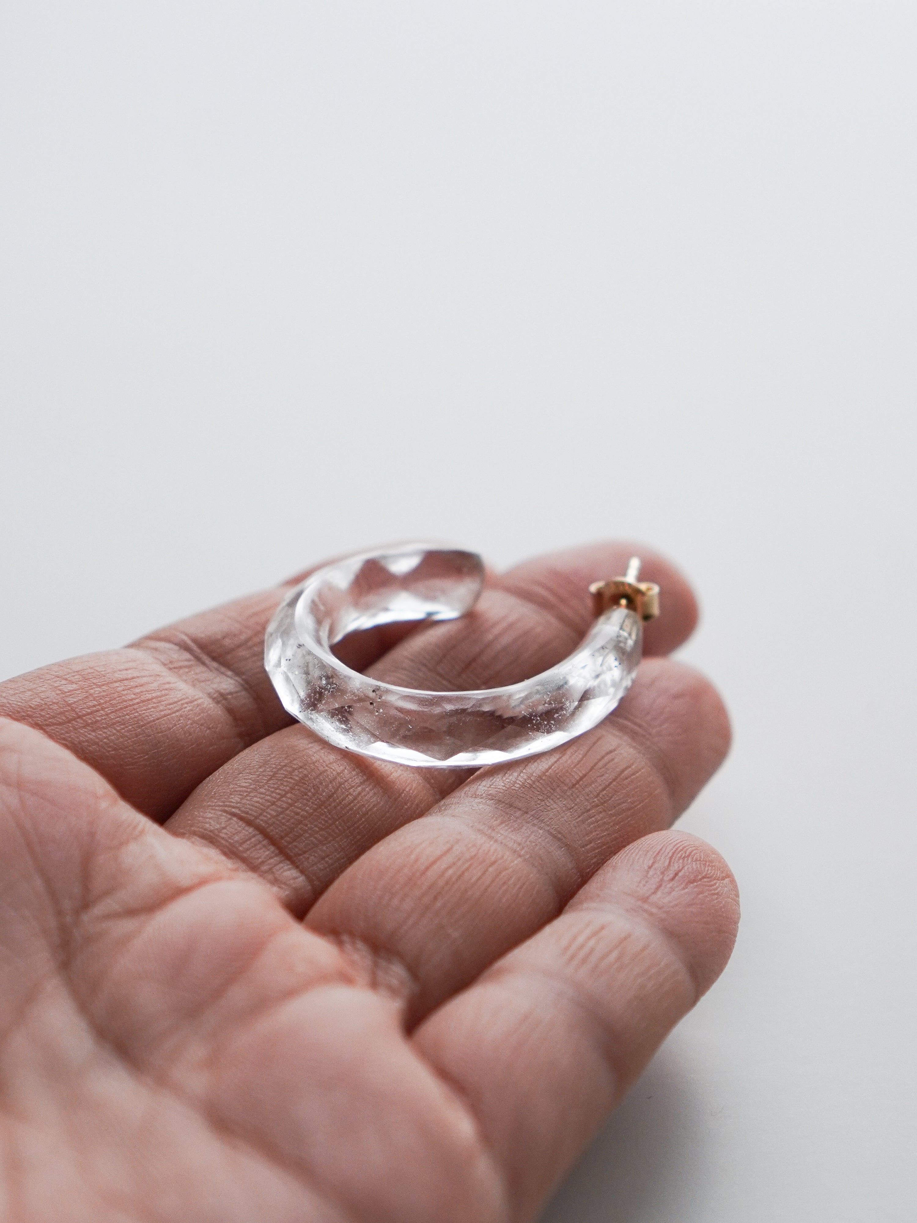 "HALO" Earrings Quartz Faceted Oval Shape