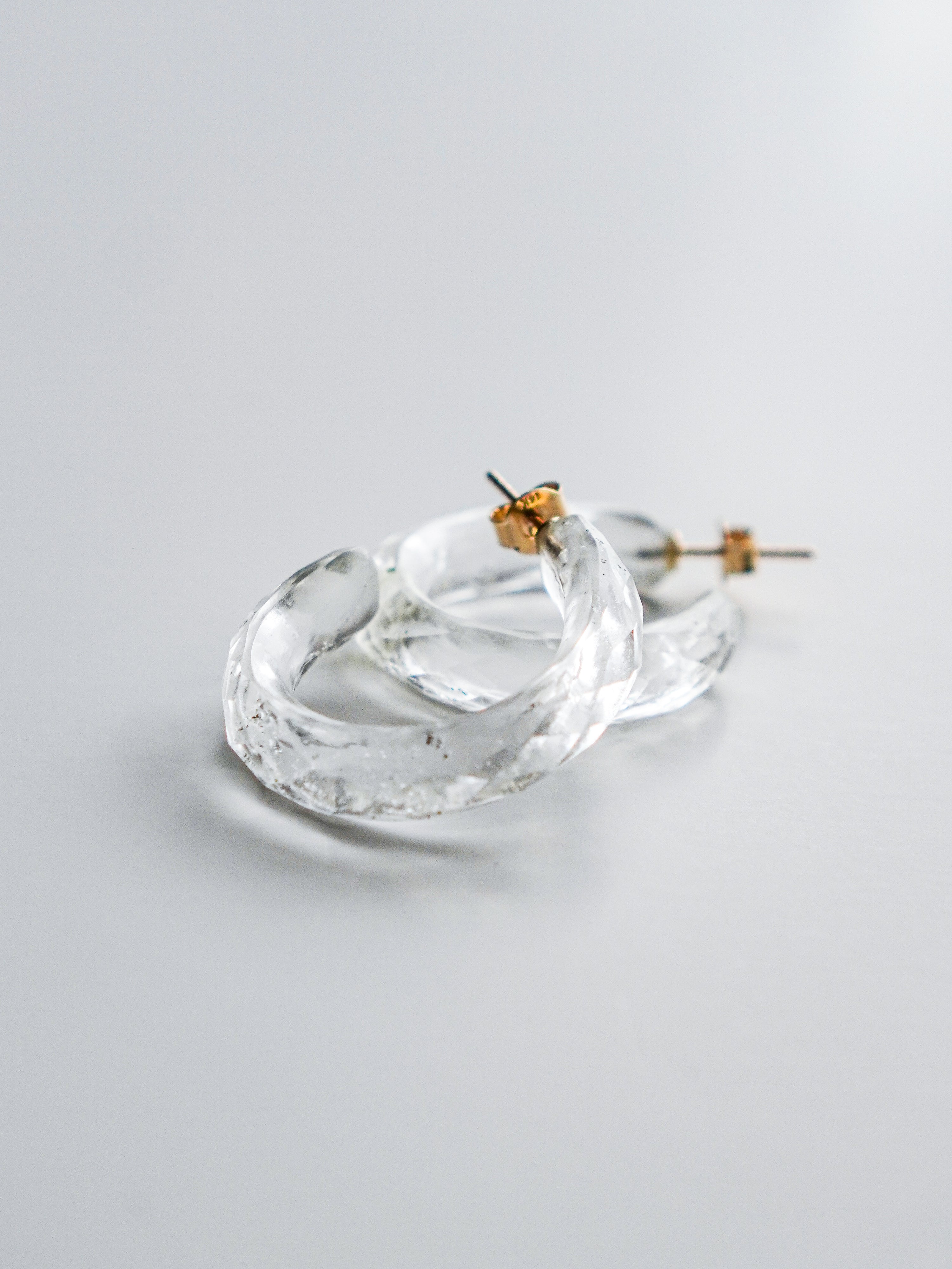 "HALO" Earrings Quartz Faceted Oval Shape