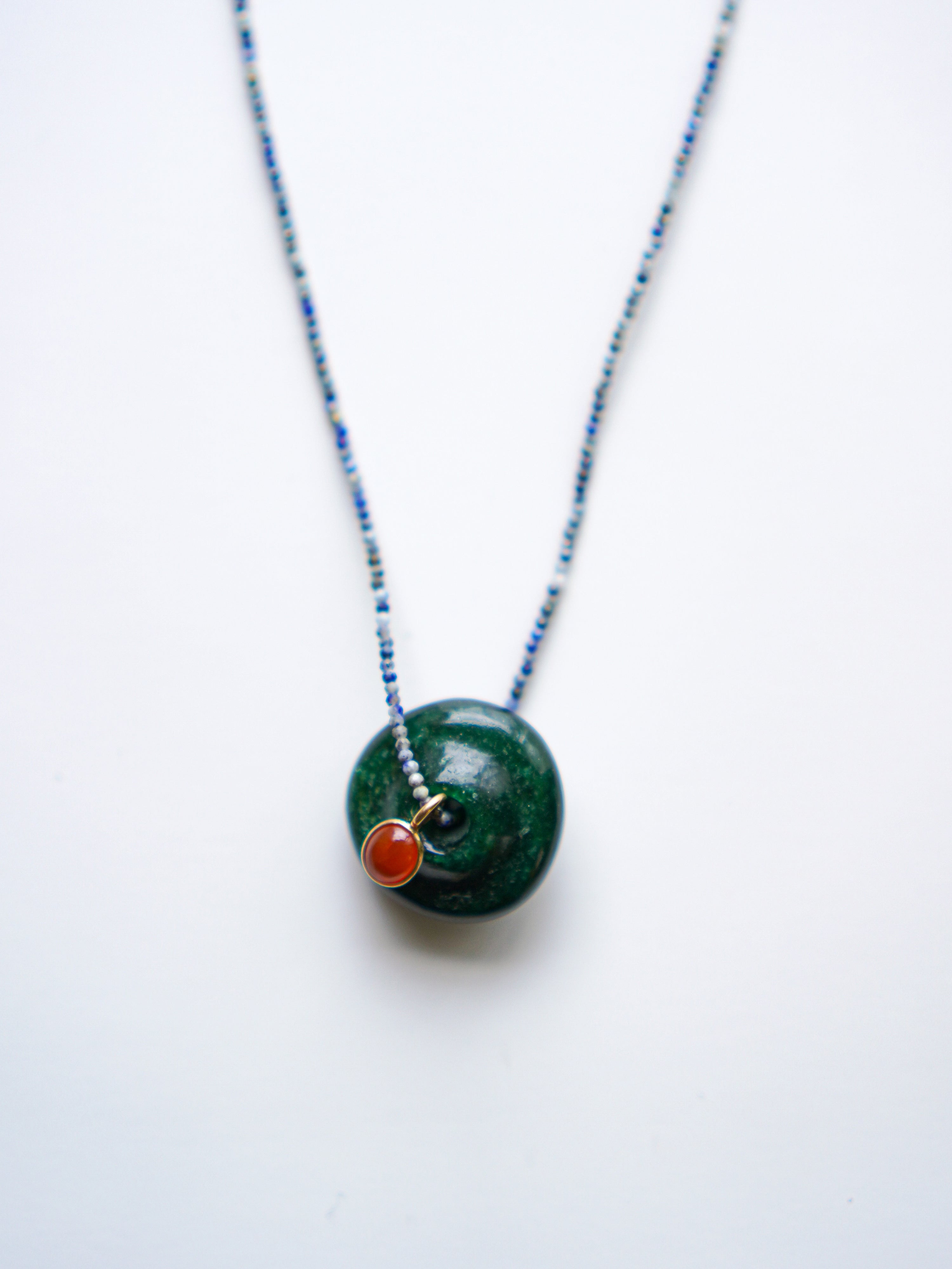 "Spindle Wheel Necklace" Green Aventurine
