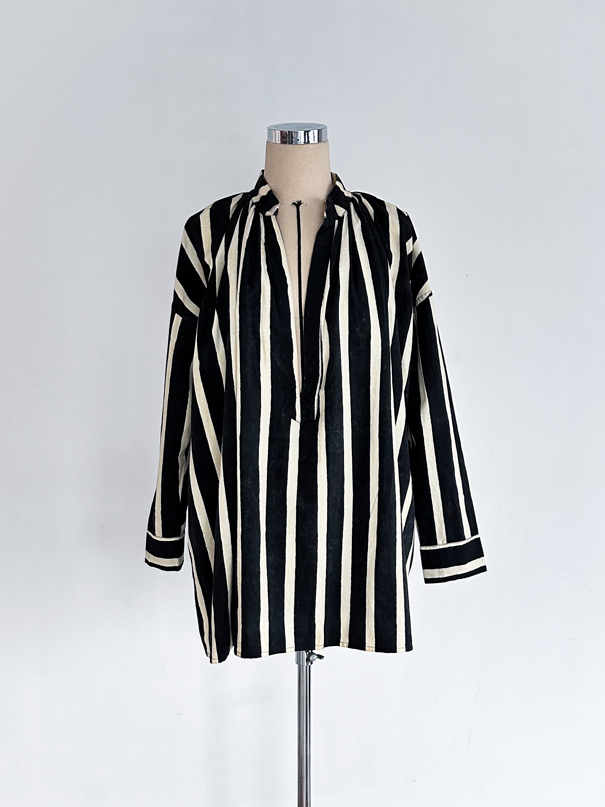 Stripe Block Print Tunic Blouse
